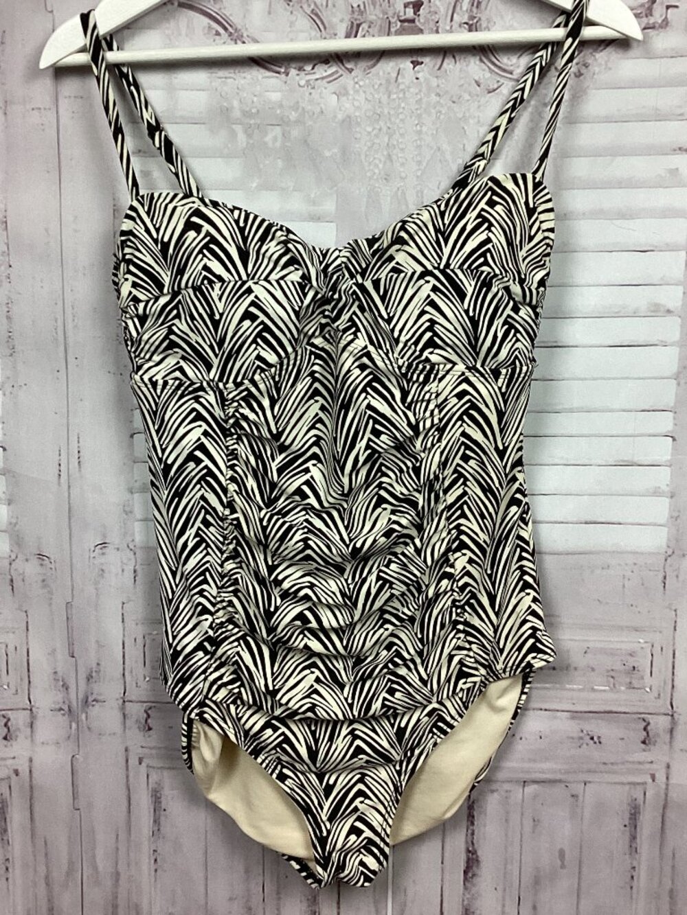 Tropical Escape One Piece Swimsuit Black White 6